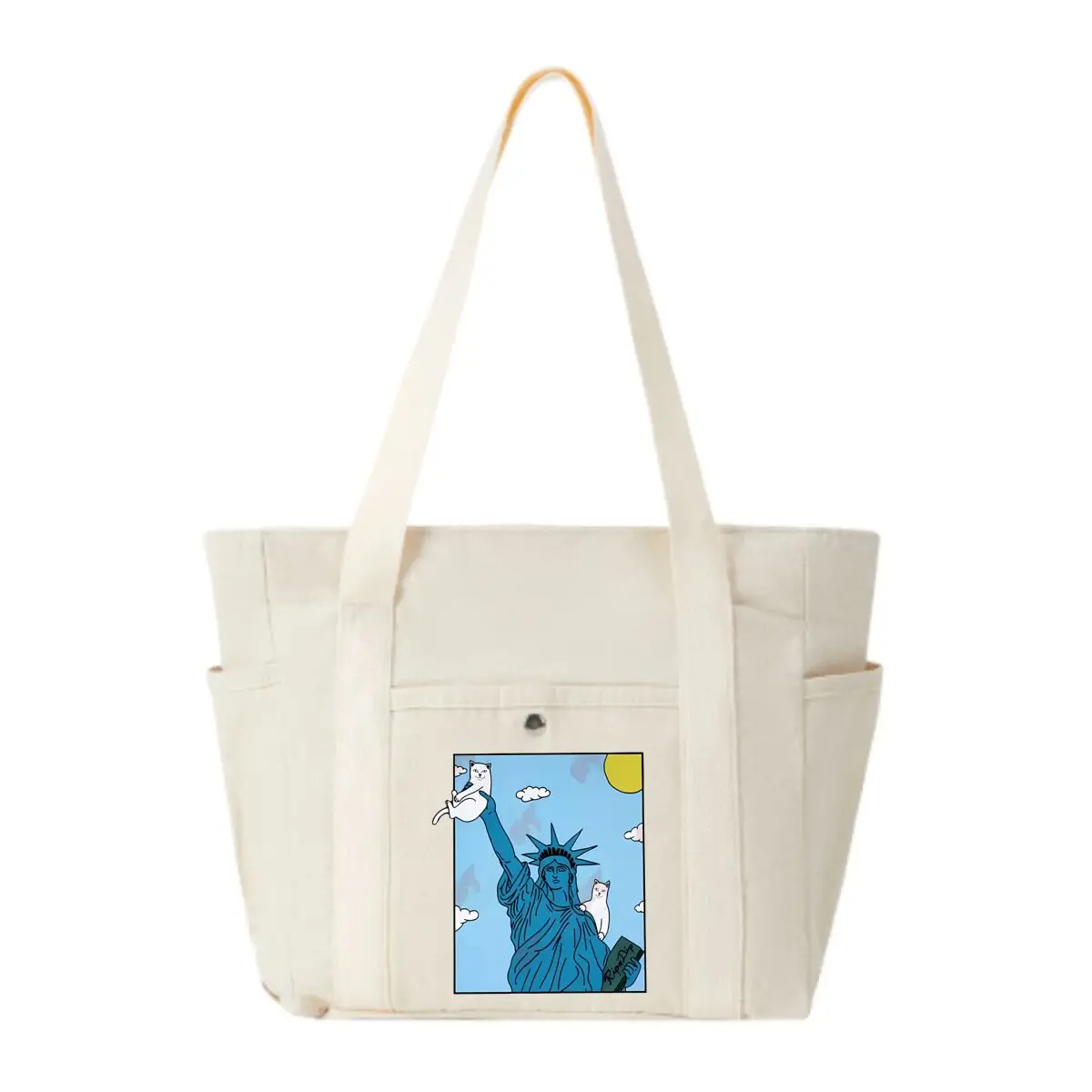 

Статуя Свободы с кошачьим стилем Холщовая сумка Женская сумка через плечо для отдыха и работы