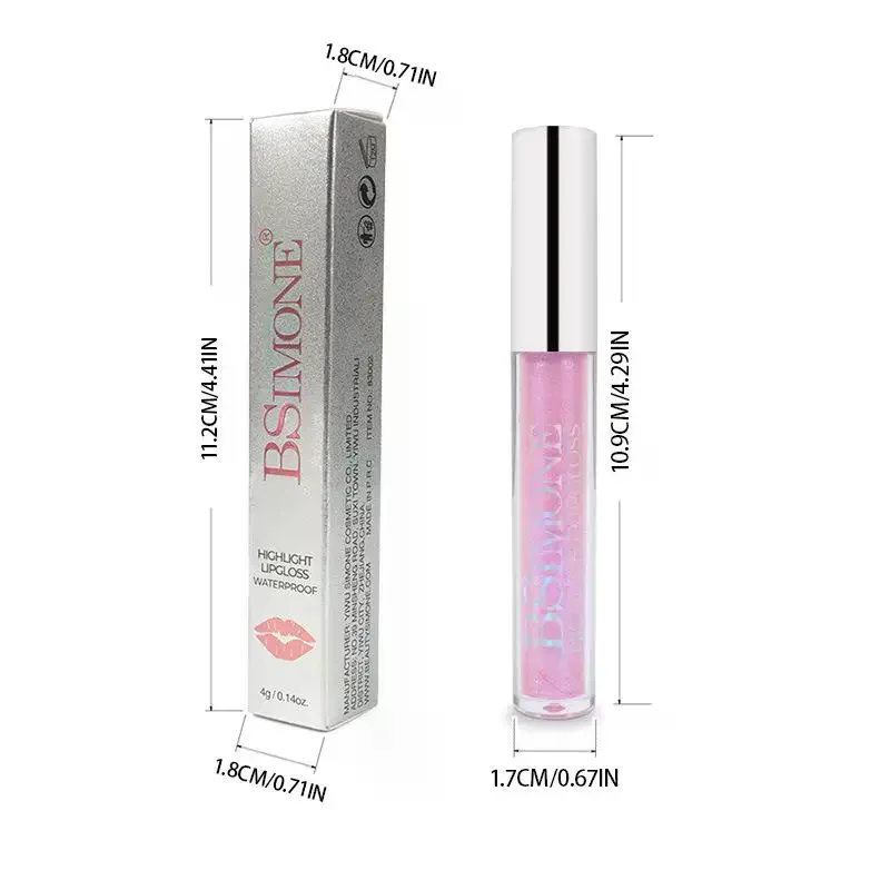 1 قطعة ملمع شفاه سائل لامع ومرطب من بي سيمون 4 جرام، ملمع شفاه لؤلؤي سائل لامع وبراق للمكياج