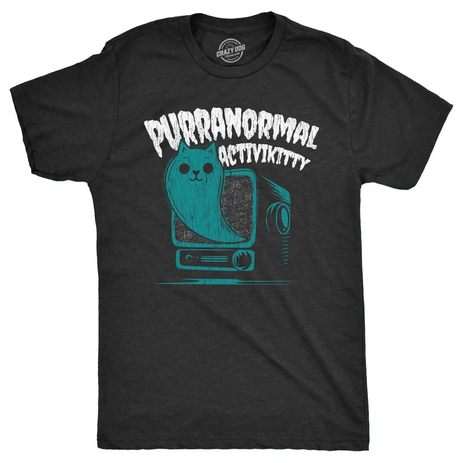 

Mens Purranormal Activikitty T Shirt Funny Spooky Halloween Ghost Kitten Lovers