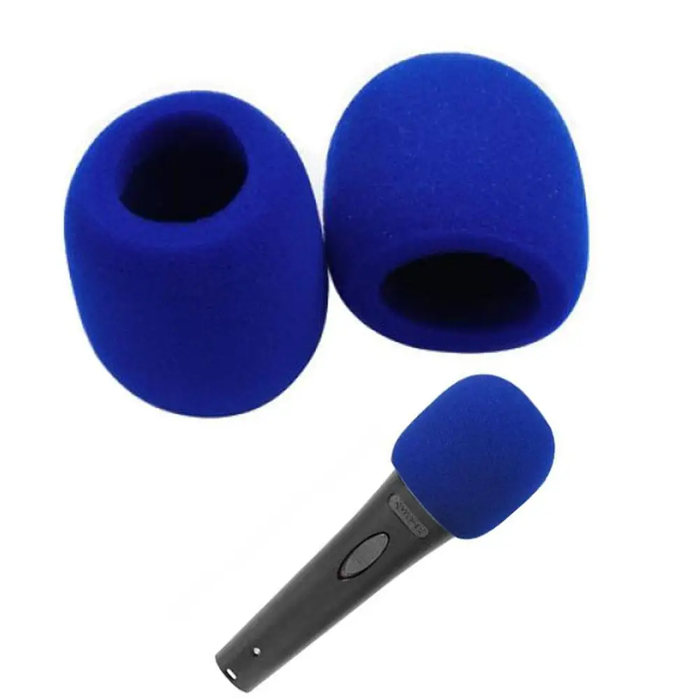 Azul Karaoke microfone espuma capa, alta qualidade, pára-brisas, microfone, 2 pcs