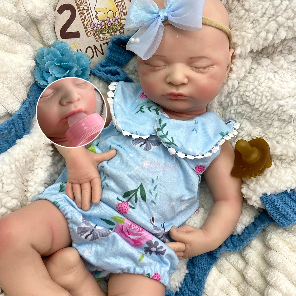 

18Inch Soft Waterproof Silicone Reborn Baby Girl Handmade Lifelike Collector’s Details Doll Can Use Pacifiers for Collectors