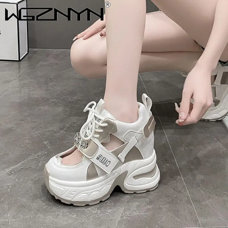 

High Platform Sneakers Women 2024 Thick Sole Sports Ladies Trainers Vulcanized Shoes Woman Chunky Sneakers Zapatillas Mujer 10CM