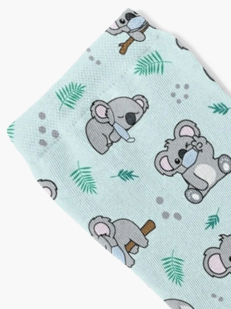 Cute Kawaii Koala wearing mask Seamless Pattern Socks Heating Sock