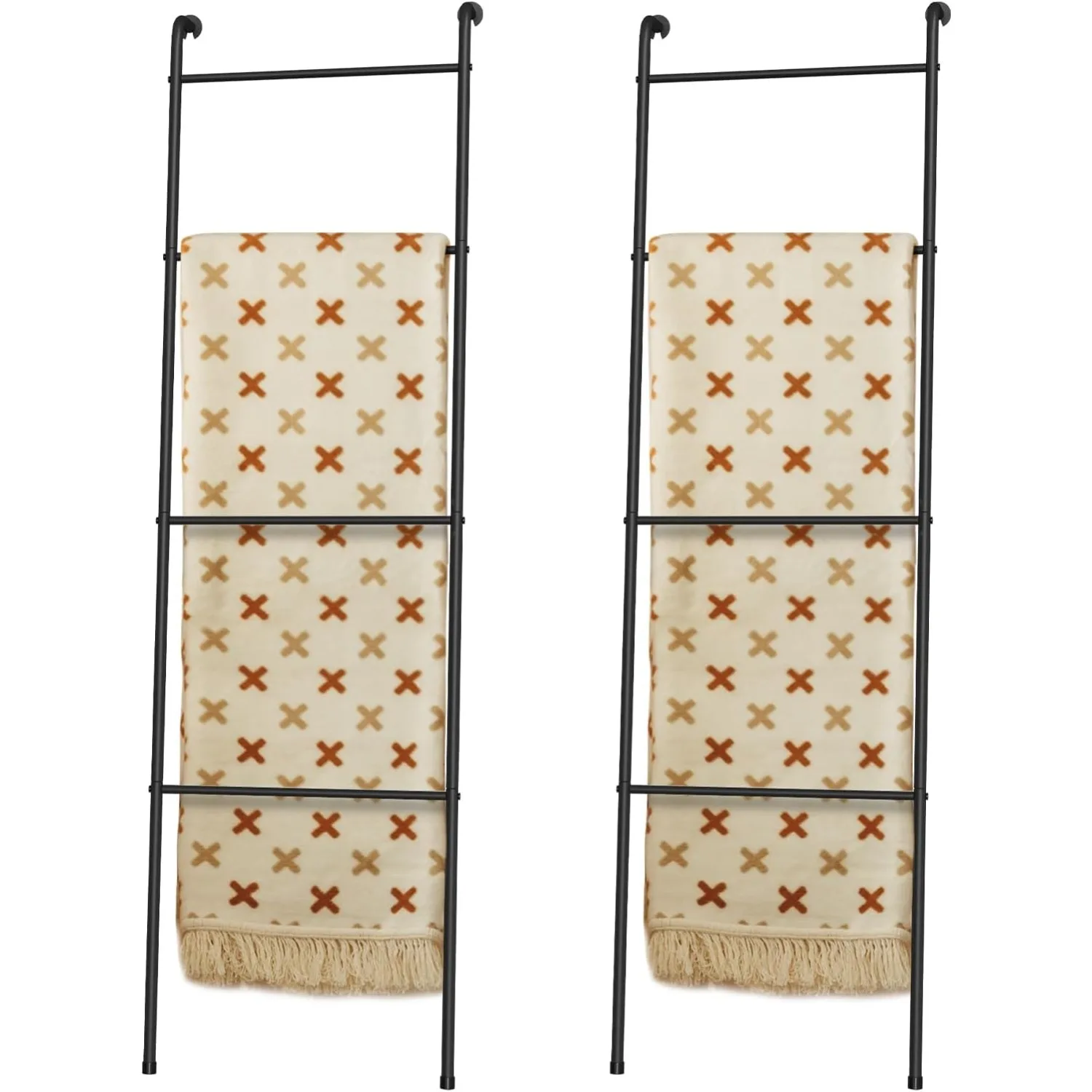 

2 Pack Blanket Ladder Outdoor Towel Rack for Pool, Decorative Metal Holder for The Living Room Bathroom, Black