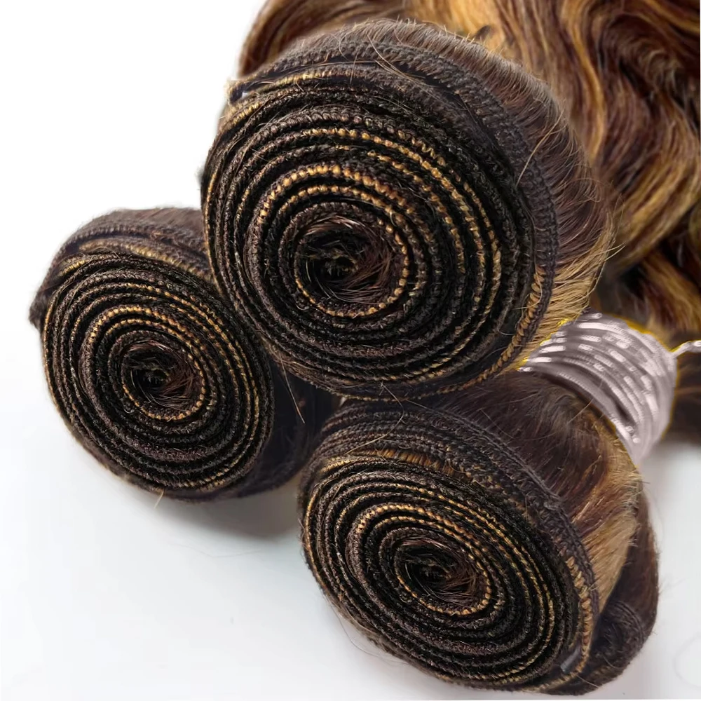 100% Human Hair P4/27 Highlight Body Wave Human Hair Bundles 16A Hair Weft Highlight Hair Weaving 1/3Pcs Hair Extensions
