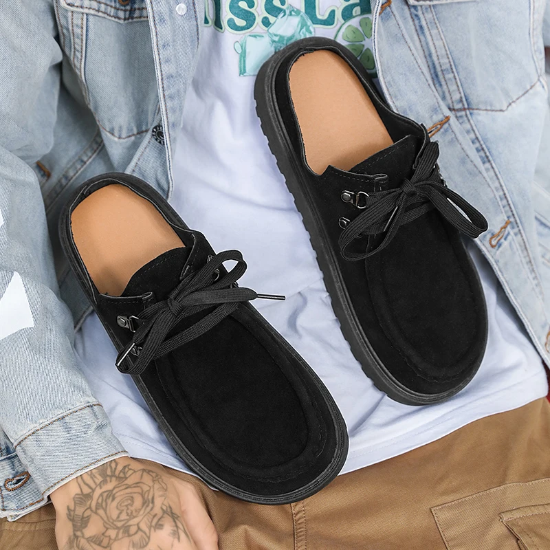 Men's thick-sole Mules casual shoes four season soft-sole non-slip semi-slippers fashion outdoor comfort breathable walking shoe