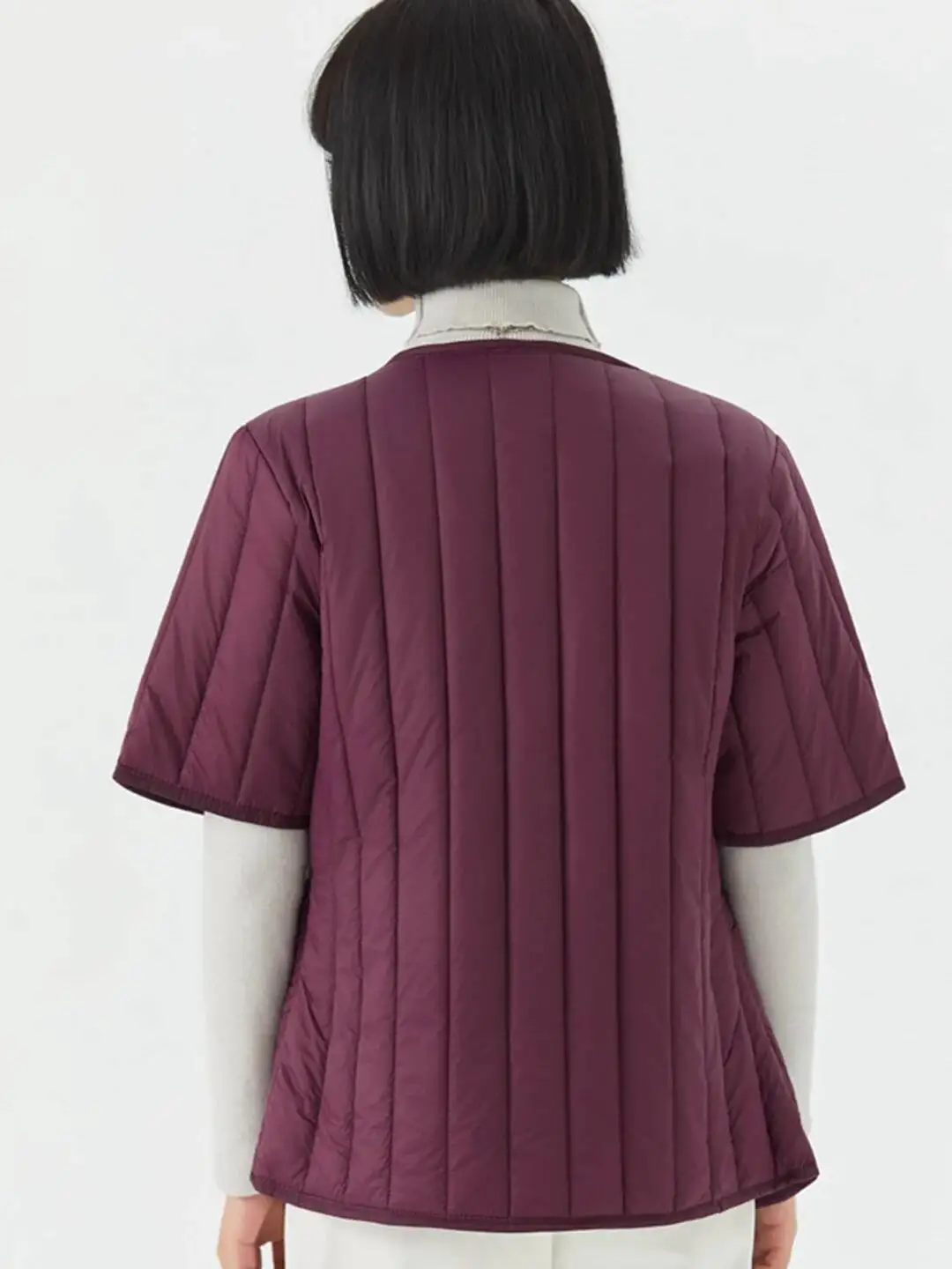 سترة نسائية من القطن خفيفة الوزن بقصة ضيقة وسحاب داخلي حراري للخريف والشتاء