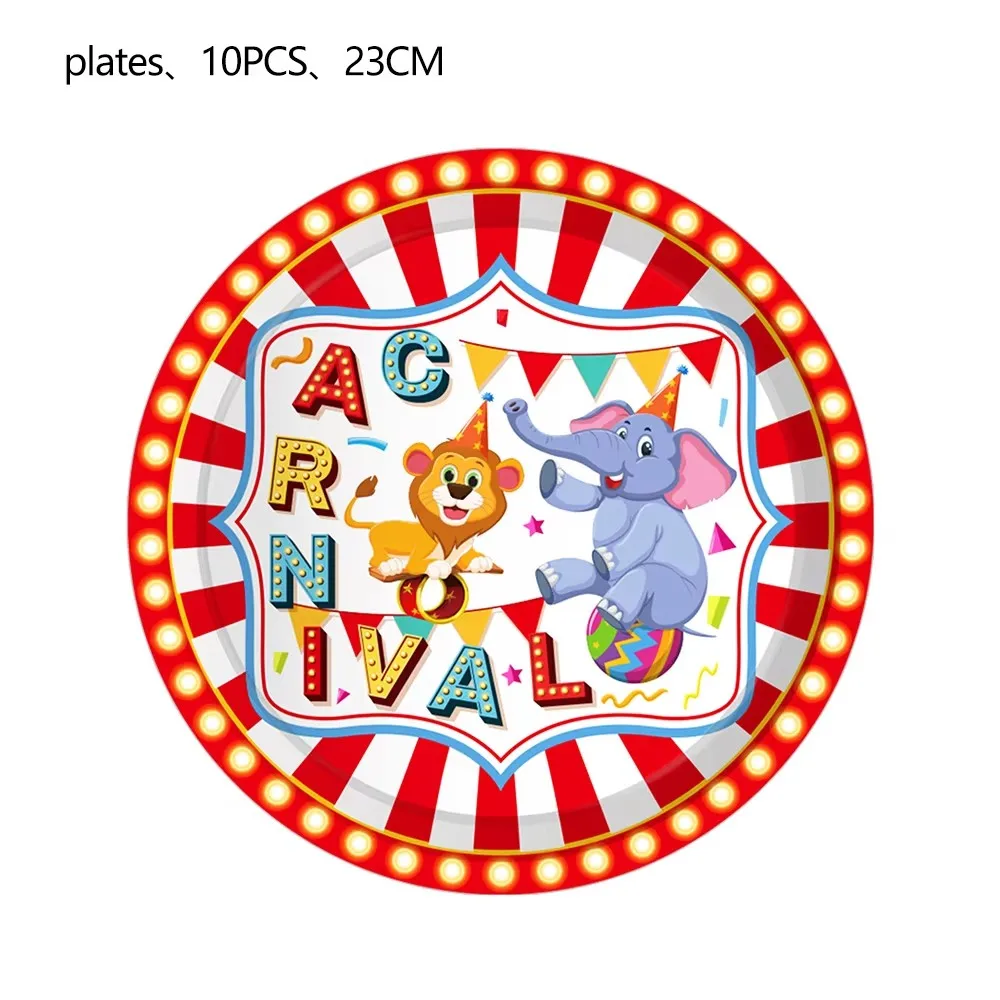 Zirkus Clown Geburtstag Party Dekoration Geschirr Tasse Teller Serviette Luftballons Tischdecke Kuchen Glücklich Baby Shower Party Supplies Set – Detail 6