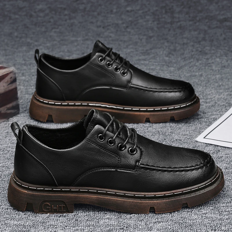 

Leather Shoes Men's Casual Formal Business Spring New Wedding Groom Shoes British Black Increased High Temperature Rea...