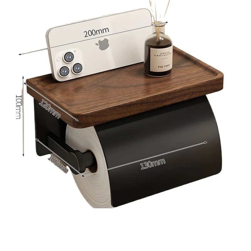 

Black walnut toilet tissue box Solid wood multi-functional bathroom toilet paper box No punching storage tissue holder