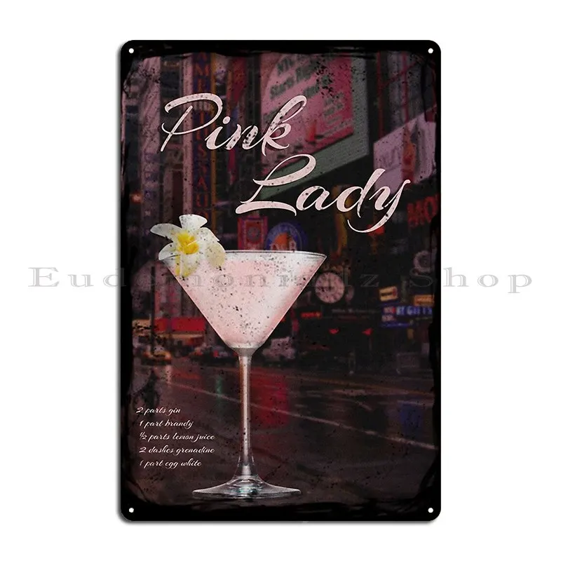 Cocktail Pink Lady Metal Plaque Poster Cinema Custom Personalized Custom Create Tin Sign Poster
