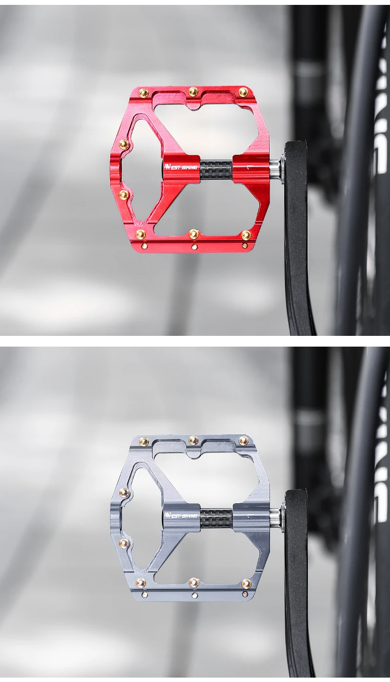 WEST BIKING Fahrradpedale mit drei Lagern, MTB- und Rennradpedale aus Aluminiumlegierung, rutschfest, universelles Fahrradzubehör – Detail 17