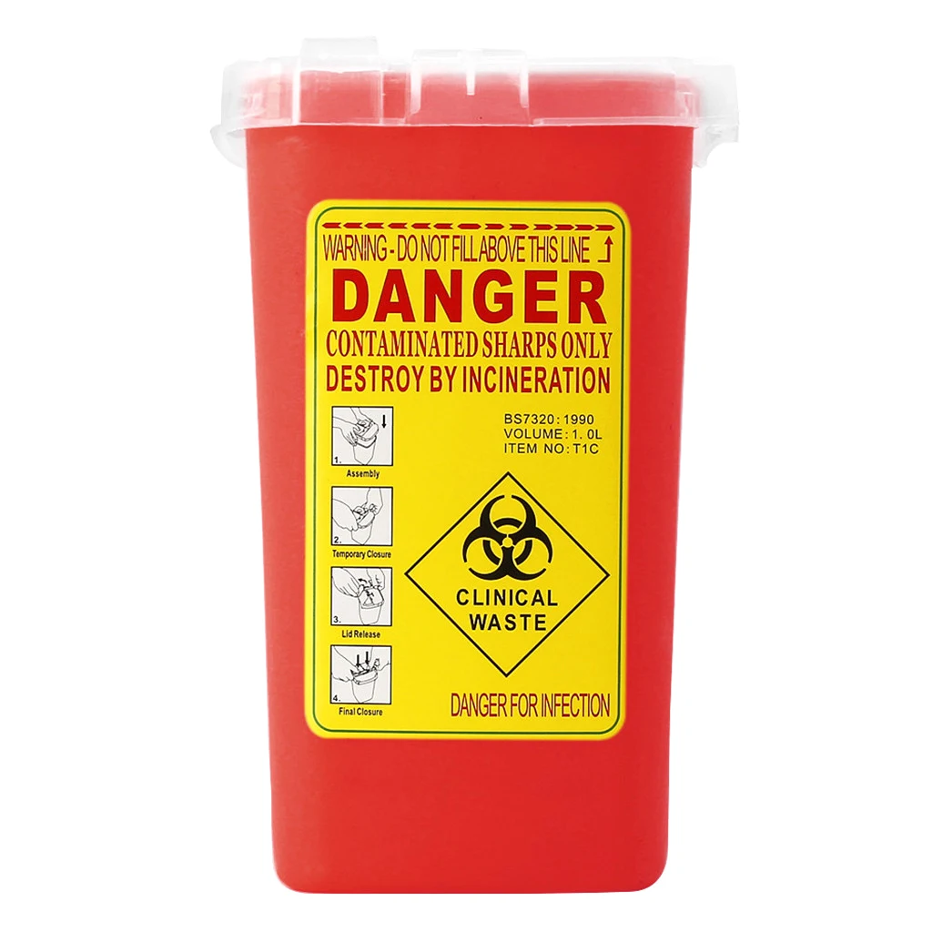 Quart Sharps Container Biohazard Needle Disposal Waste Box