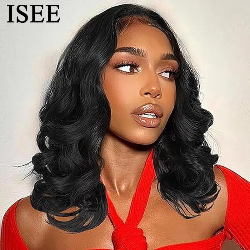 ISEE Hair 6x4 HD Body Wave Bob Wig Pre Bleached Knots Lace Front Wig Wear And Go Glueless Human Hair Wig Pre Cut PrePlucked Wig