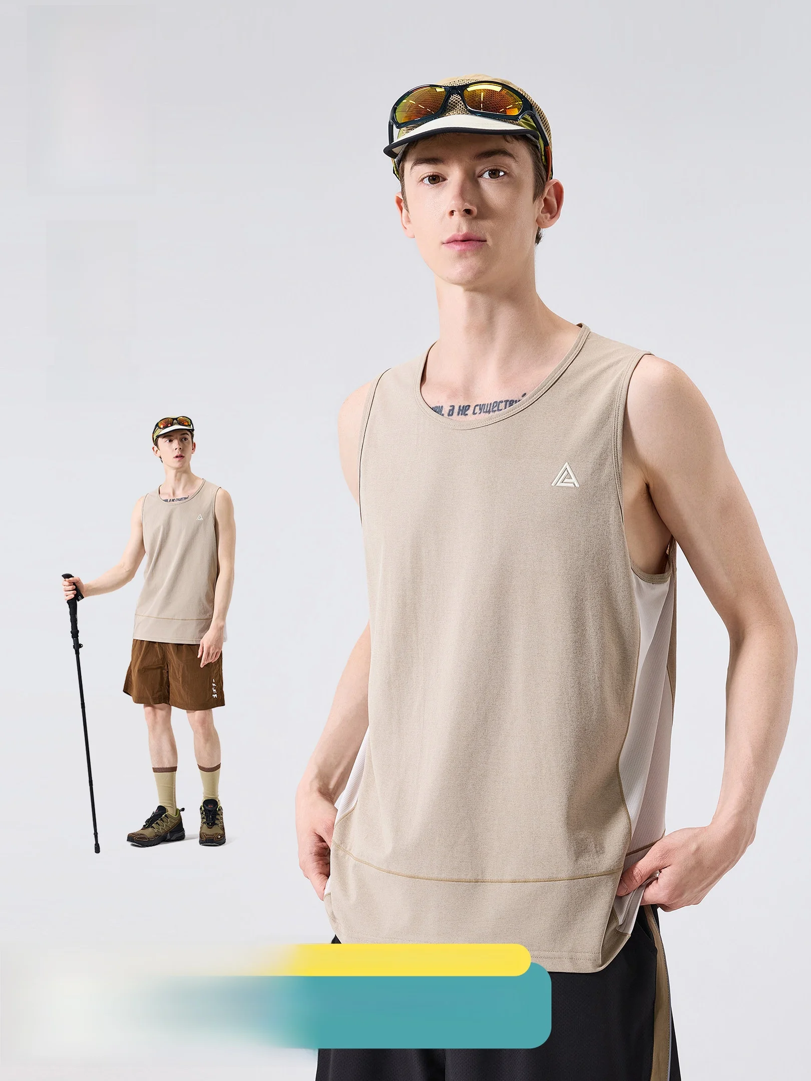 

LAZY DAY Men's Outdoor Lightweight Breathable Quick Dry Sleeveless Vest Summer Color Block T-Shirt Casual round Neck Polyeste...
