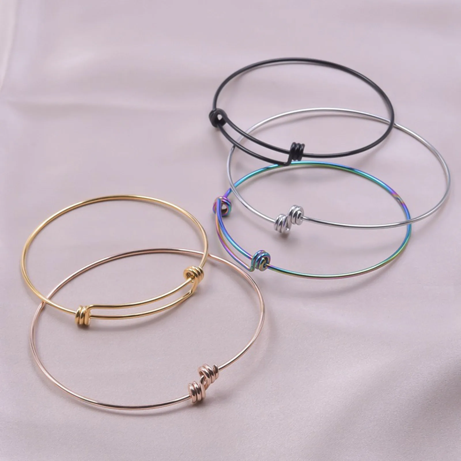 Stainless Steel Expandable Bangle Adjustable Wire Blank Bracelets For Diy Jewelry Making Accessories Summer Handicraft 23cm,1PC