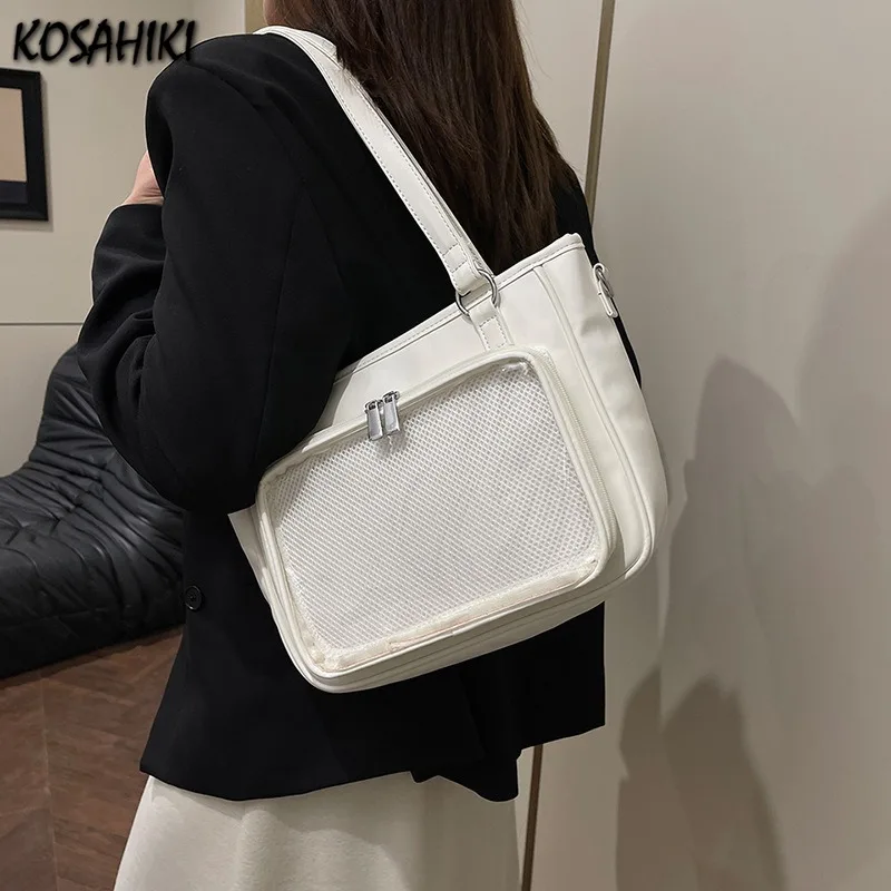 

Korean Y2k Aesthetic Transparent Backpacks Vintage All Match Casual Shoulder Ita Bags Streetwear Women Simple Handbags Crossbody