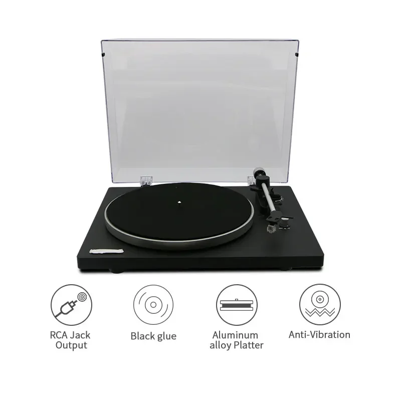 Alta qualidade multifuncional de madeira desktop moderno alta fidelidade retro 3 velocidade e rca line-out fonógrafo dj turntable player