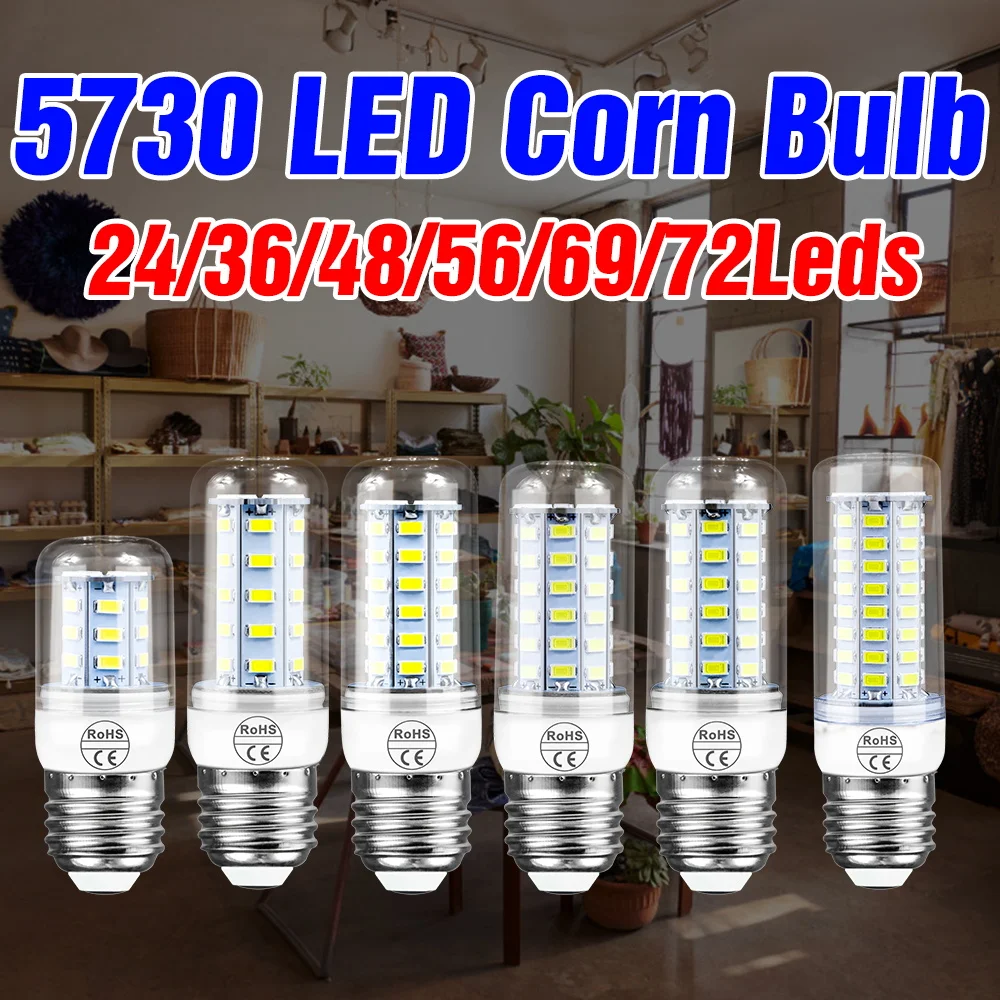 2Pack LED Corn Light Bulb E27/E26 Indoor Ceiling Lamp E14 Spotlight GU10 Chandelier B22 Living Room Bedroom Kitchen Lighting G9