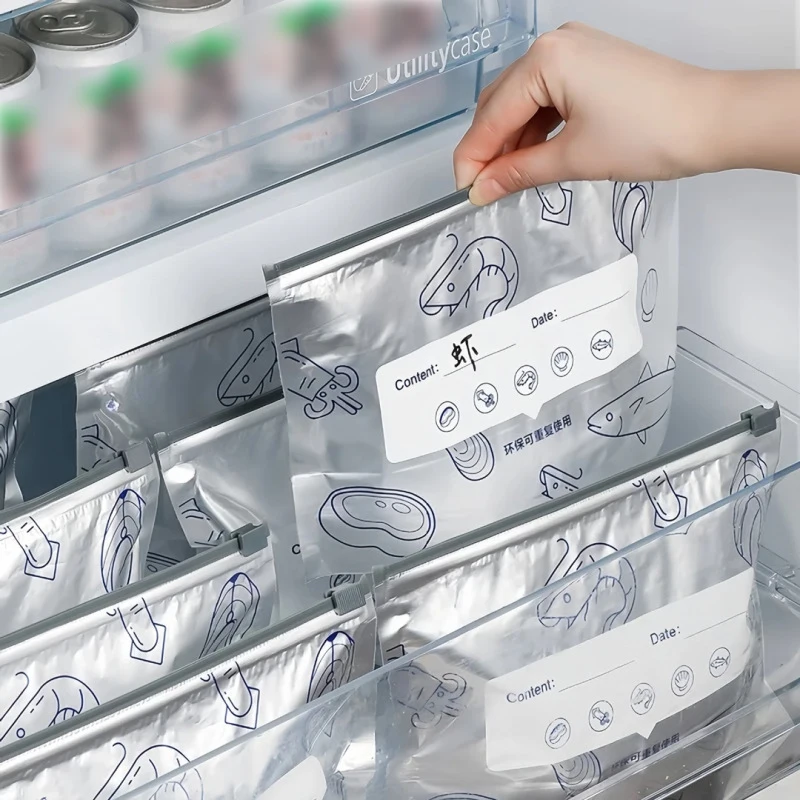 

10Pcs/bag Large Capacity Aluminum Foil Food Bag Leakproof Freezer Safe Kitchen Fresh Bag Fresh-Keeping Reusable Zip Lock Bag New