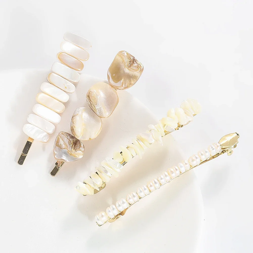 

Natural Shell Irregular Barrettes Mother of Pearl Hair Pin Baroque Temperament Fringe Clip Girl Woman Wedding Birthday Jewelry