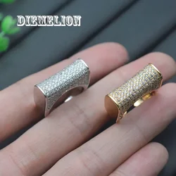 High Quality 8mm Thick Geometric Zircon Rings for Women Men Gold/silver Color Punk Rock Open Adjusted Accessories Jewelry Gift