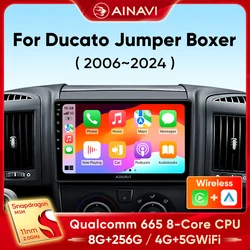 Автомобильный радиоприемник Ainavi для Fiat Ducato 2005-2023 Citroen Jumper Peugeot Boxer Dodge Ram 2500, беспроводной Carplay, Android, авто, мультимедиа