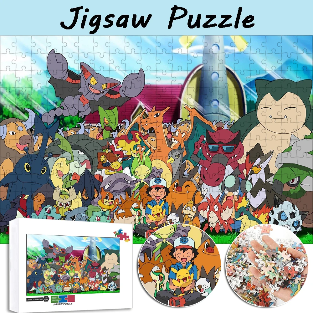 

Pokemon Pikachu Fire Dragon Jigsaw Puzzle 300/500/1000 Pieces Pocket Monster Anime Characters Puzzles Cartoon Toys for Children