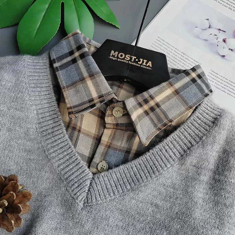 retro-hong-kong-style-plaid-shirt-false-collar-unisex-hoodie-collar-pointed-collar-shirt-collar-neckline-lapel-shirt-collar