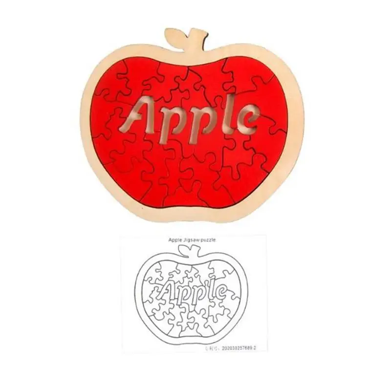 2020 New Apple-shaped Intelligence Wooden Jigsaw Puzzle Brain Teaser Game for Children Adults