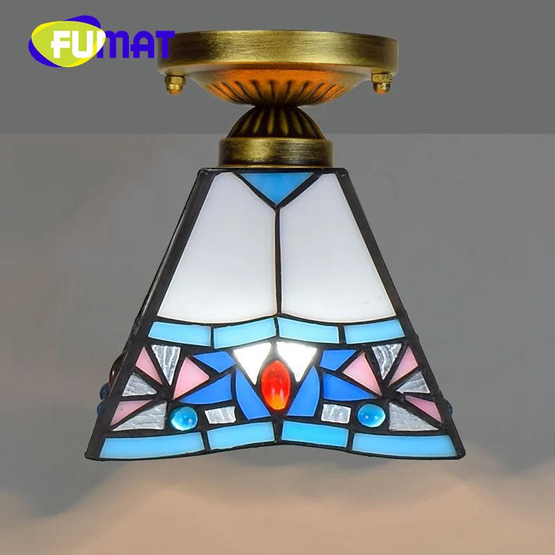 FUMAT Tiffany Vintage style 6-inch small ceiling light deco bedroom aisle hallway balcony chandelier Sailboat overhead light