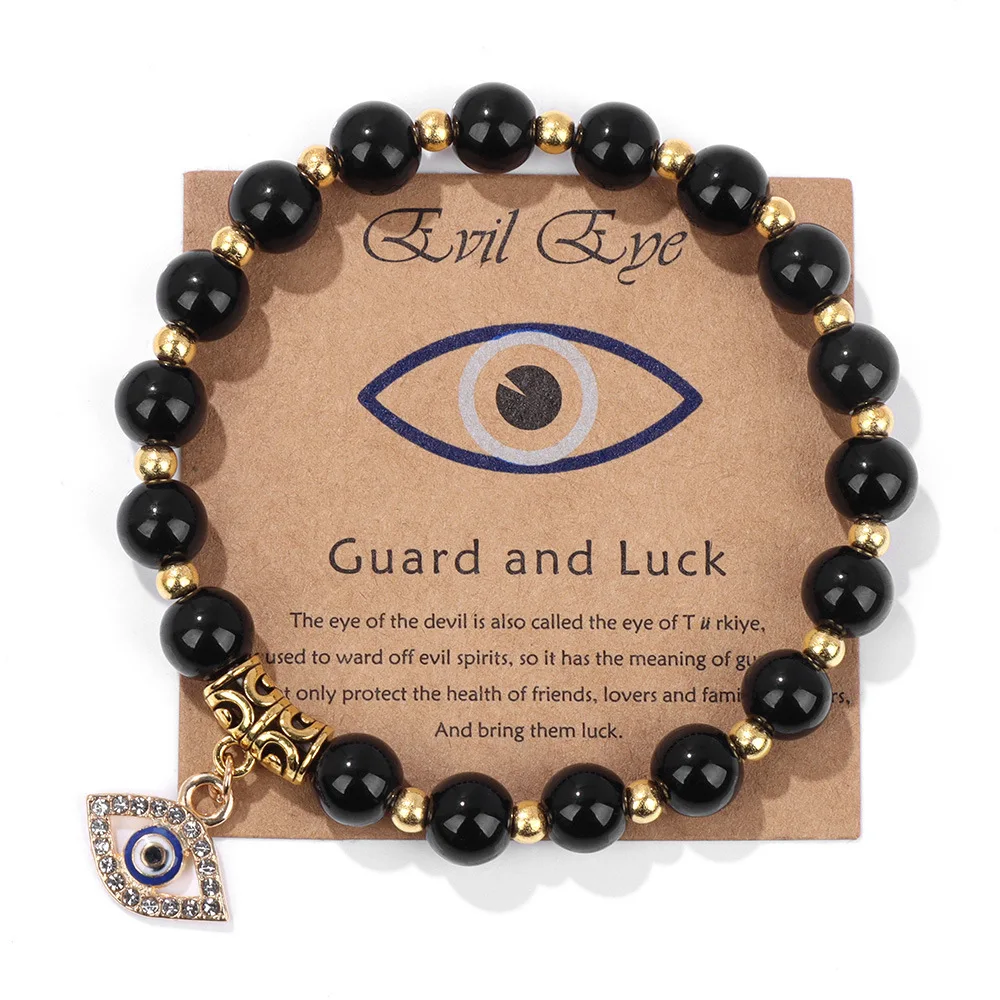 Lucky Turkish Evil Eye Pendant Beads Bracelet Handmade Natural Stone Charm Elastic Bangles Men Women Fashion Yoga Energy Jewelry