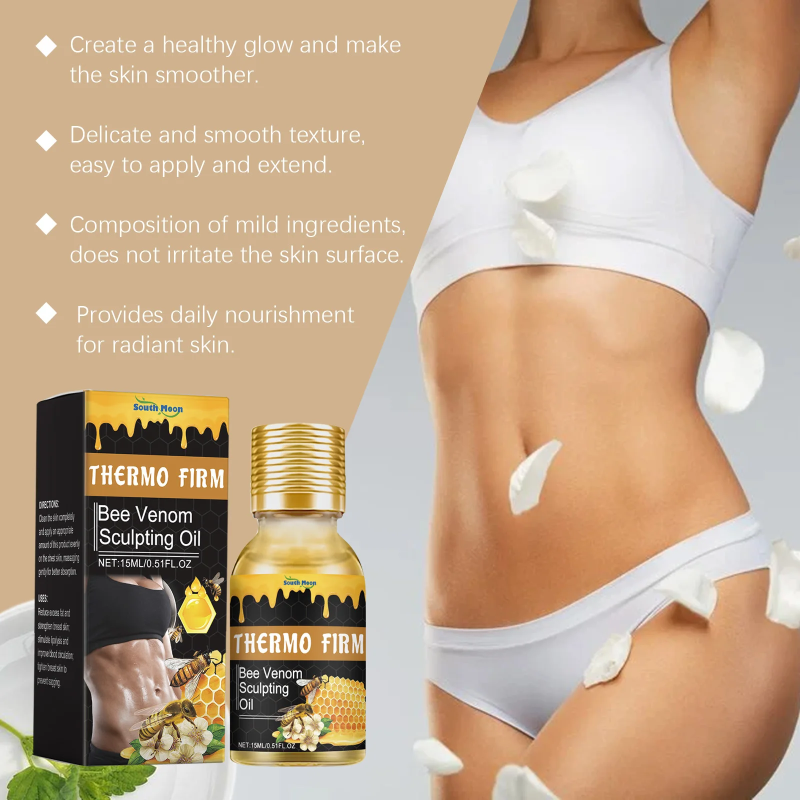 

Bee Venom Sculpting Oil Anti Cellulite Promote Fat Burning Slim Down Tighten Thighs Waist Belly Fat Reduction Body Slimming Oils