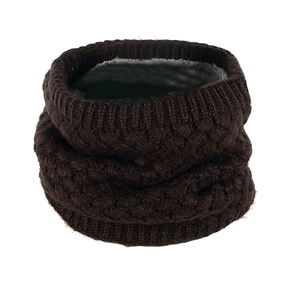 

Fleece Scarf Coffee Color Knit Circle Neck Winter Neckerchief Warmer Woolen Yarn