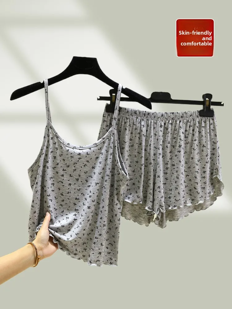 

Modal Strap ort Set Summer Thin Vest Spwear Women Large Size Loose Svel Home Clothes Two Piece Set Comfortable Hom...