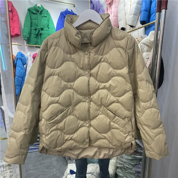 

New Light and Light Down Jacket Female Fashion Stand-up Collar Short Style Everything Matching Thin White Duck Down Coat Tide