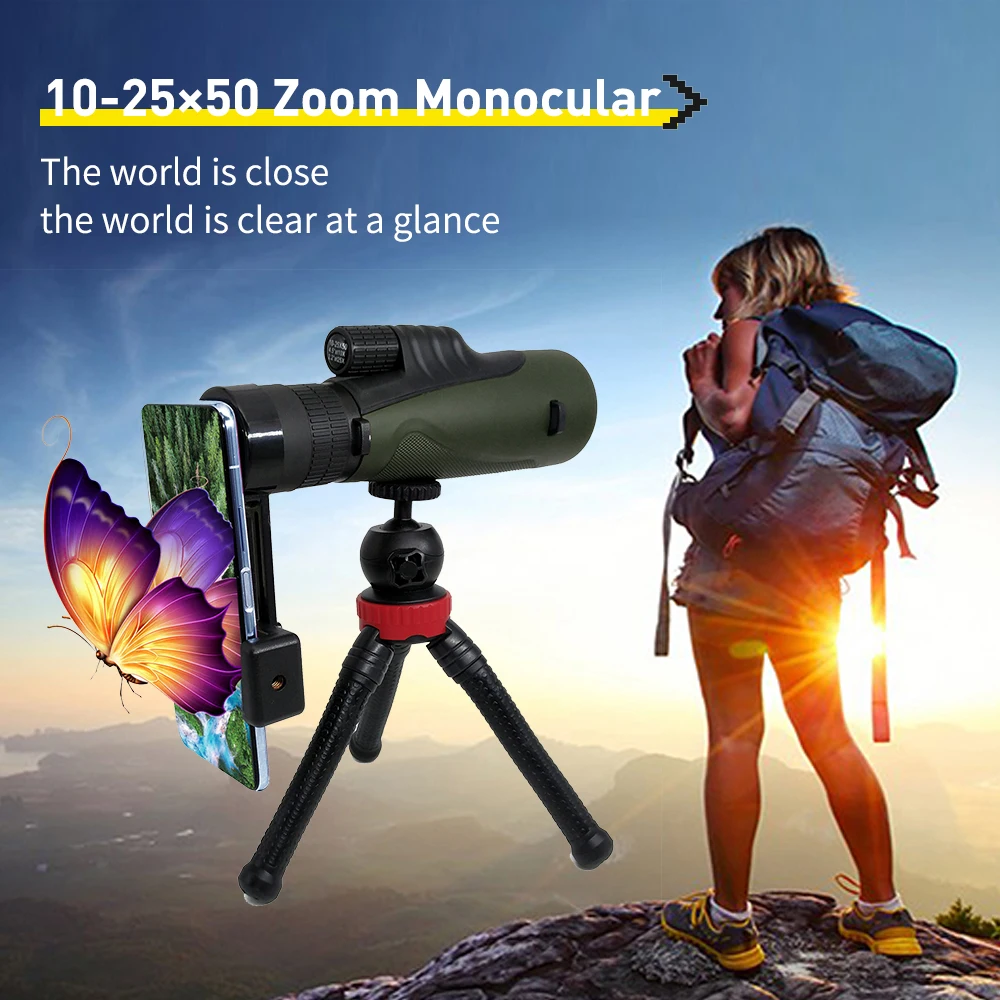 

Super Telephoto High Zoom Monocular Telescope 7-21X21 Long Range Glasses for Cell Phone Travel Goods Hunting Camping Tourism