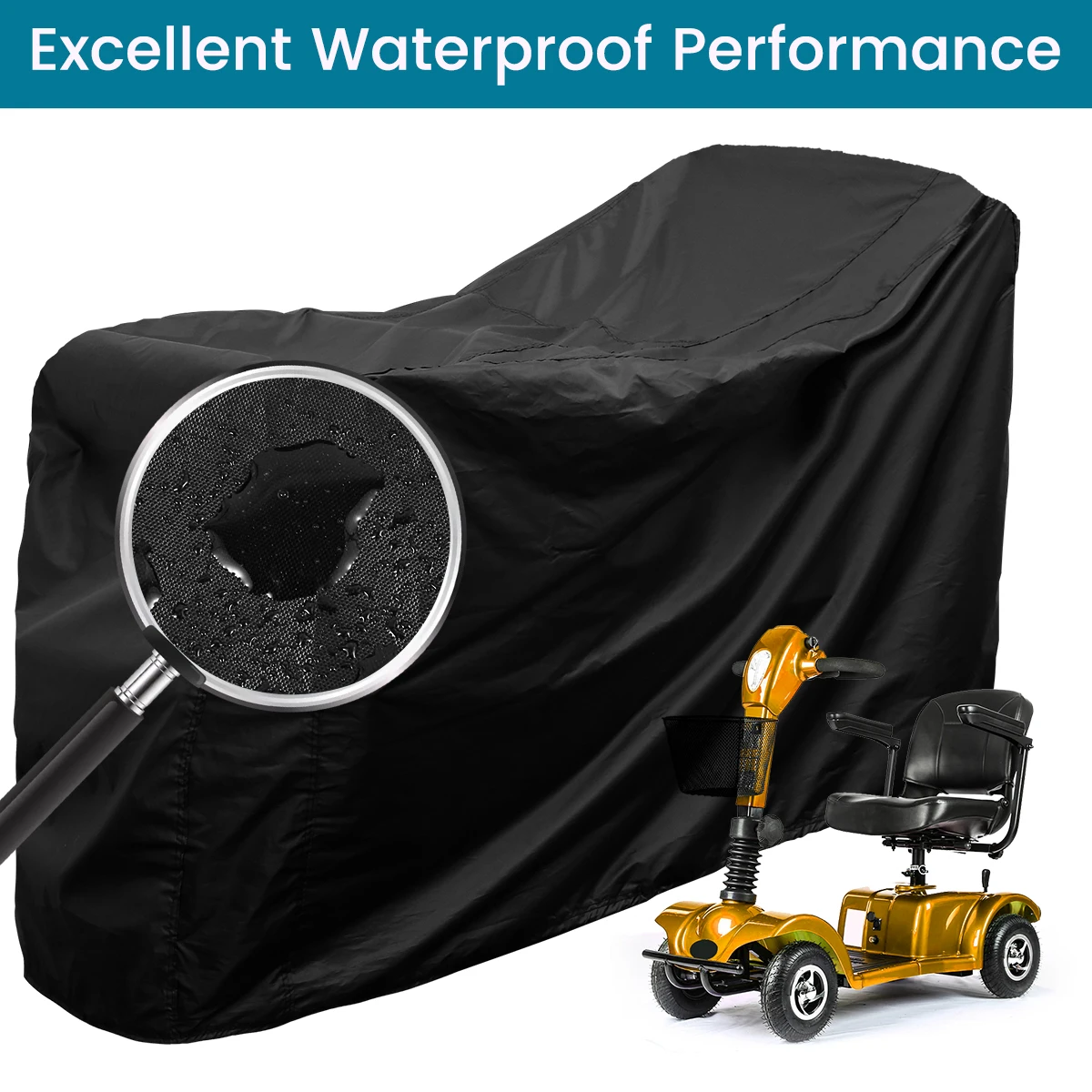 Mobility Scooter Cover 190D Oxford Fabric Rain Protector Waterproof Wheelchair Storage Cover from Dust Dirt Snow Rain Sun Rays