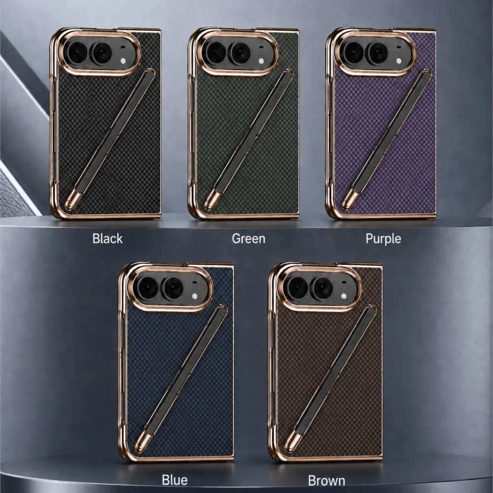 Business Style Folding Phone Shell Carbon Fiber Phone Case for Apple iPhone Duo Protection Shockproof Anti-drop Cover Shell Capa