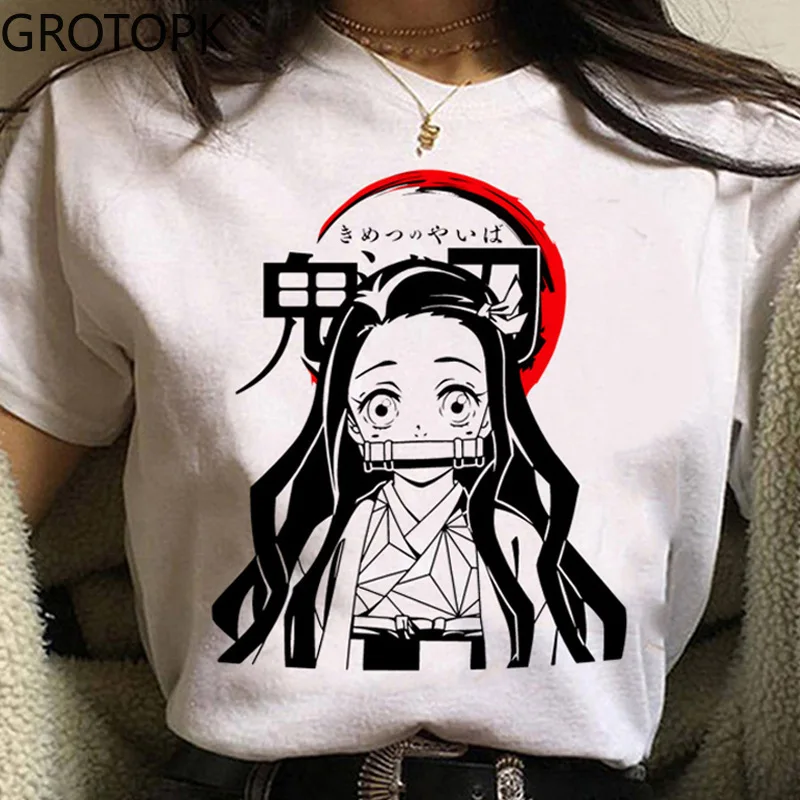 T-shirt da donna nuova estate 2022 stampa 3D Casual Anime giapponese Demon Slayer t-shirt da donna a maniche corte con stampa di cartoni animati