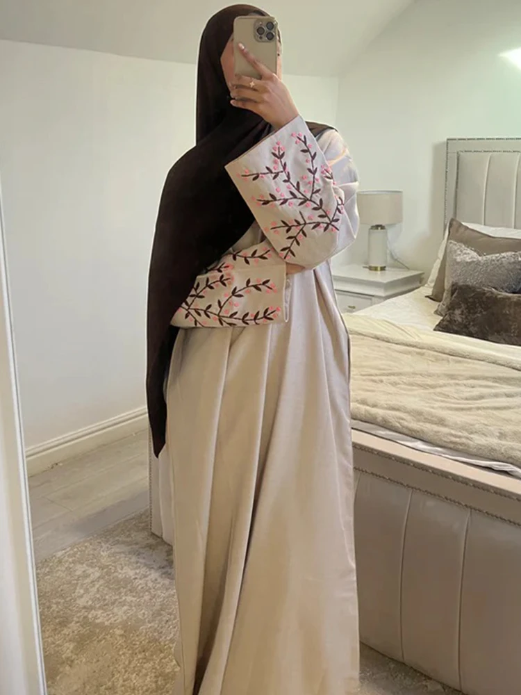 Eid bordado Abayas para mujeres musulmanas Jalabiya Ramadán bata vestido Marruecos caftán fiesta Vestidos largos Vestidos Largo Cardigan