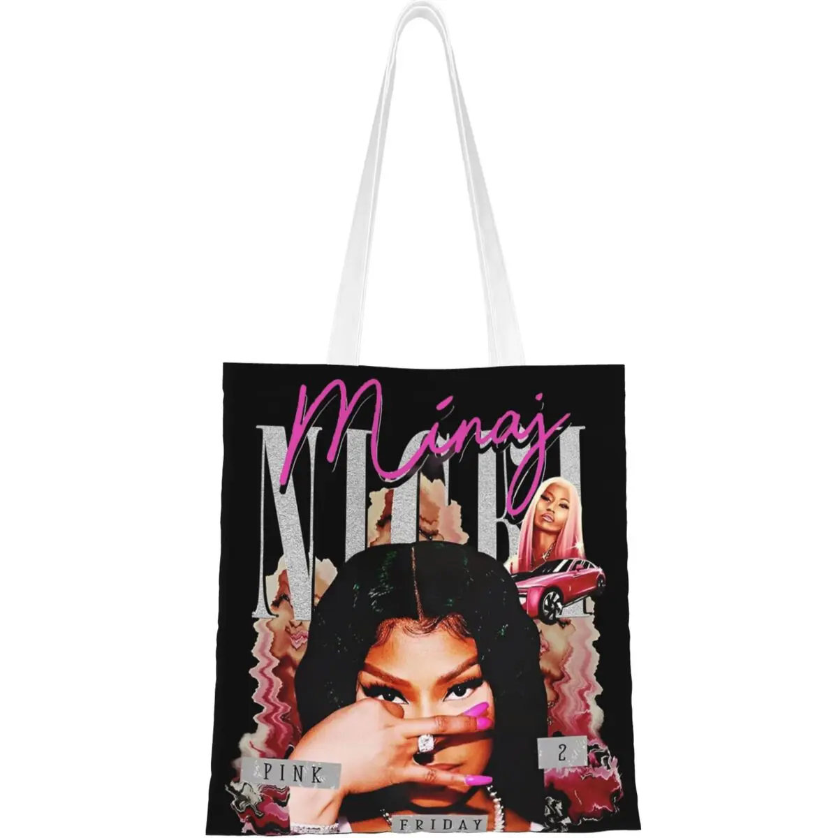 Women Men Nicki Minaj Pink Friday 2 Tour 2024 Tote Bags Canvas Gag City World Tour Grocery Bag for Shopper Handbags