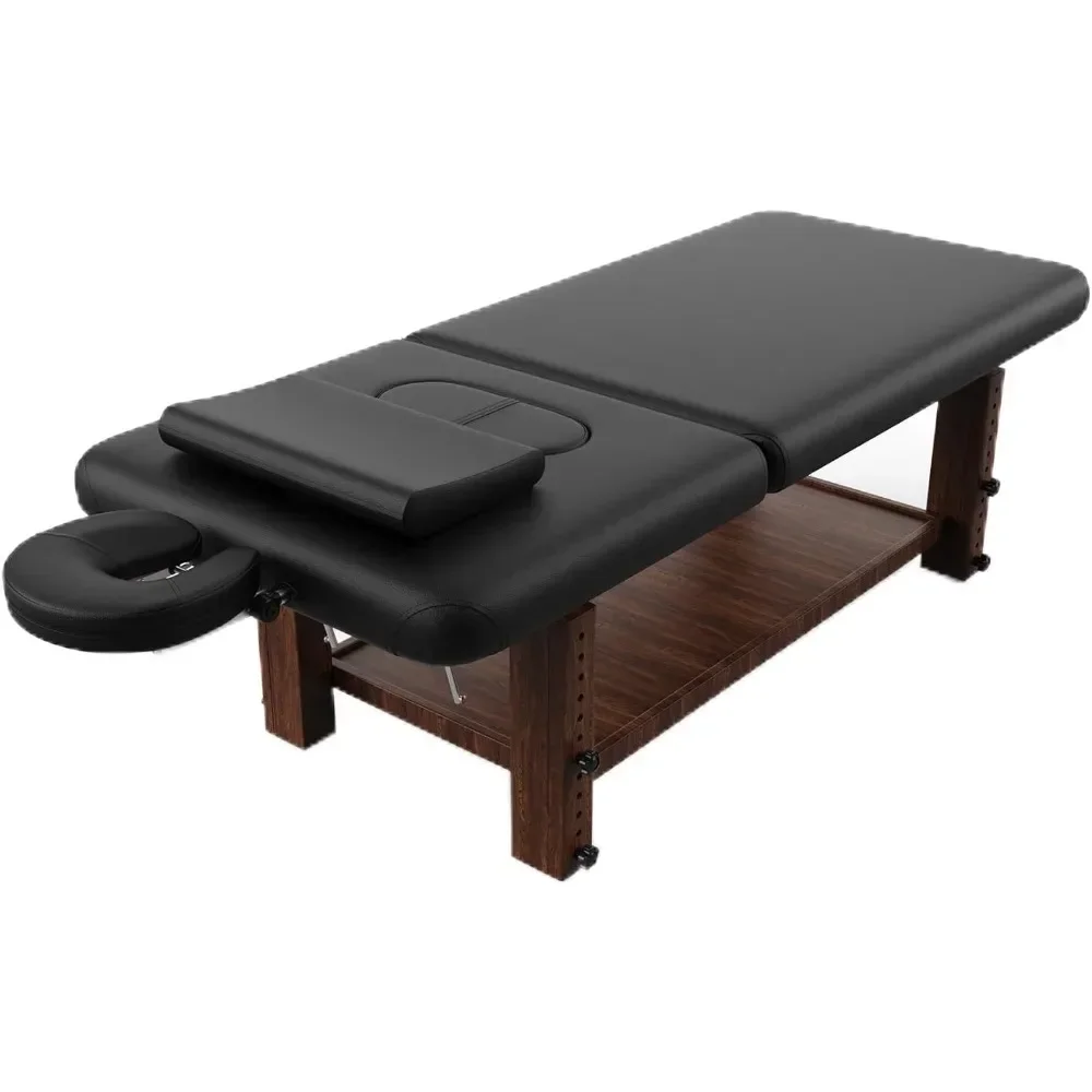 

pouseayar Wood Heavy Duty Stationary Massage Table with Adjustable Face Pillow and Adjustable Legs
