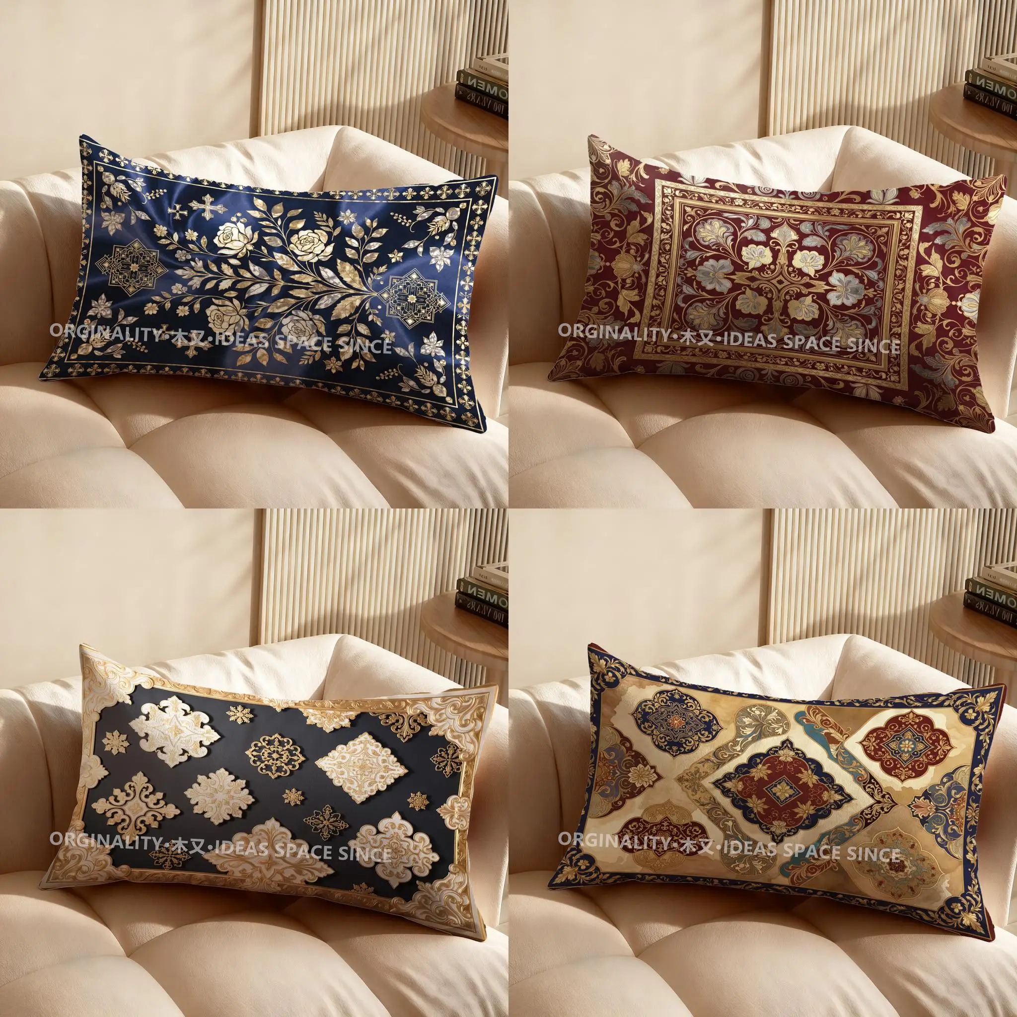 Floral & Geometric Printed Pillow Suitable For Sofa Bedroom Car Pillow Cover Cushion Rectangular Back Cushion