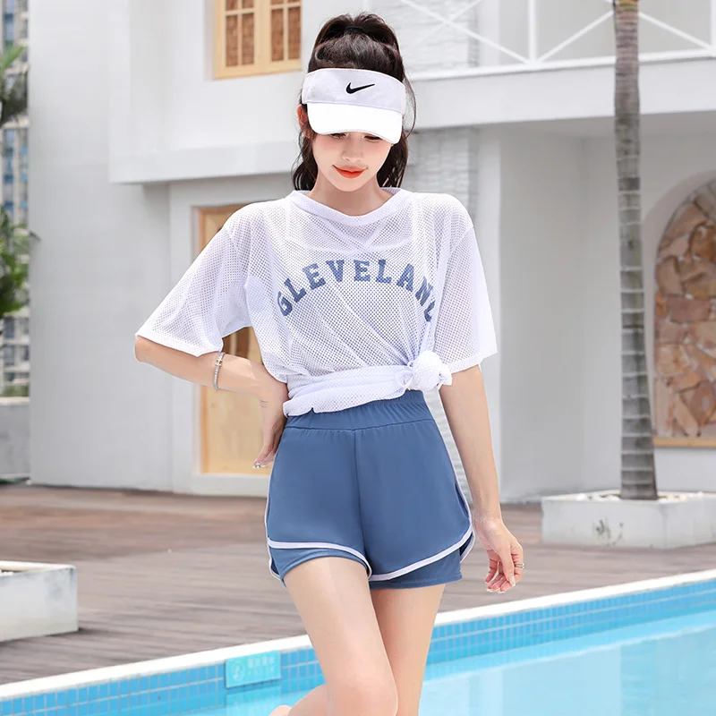 プラスサイズの夏の女性のゆったりとしたツーピース水着ドレス 3 点セット