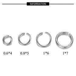 100-3000pcs 316L Stainless Steel 3-8mm Open Jump Ring Wholesale Charm Pendant Connector Finding DIY Handmade Jewelry Supplies