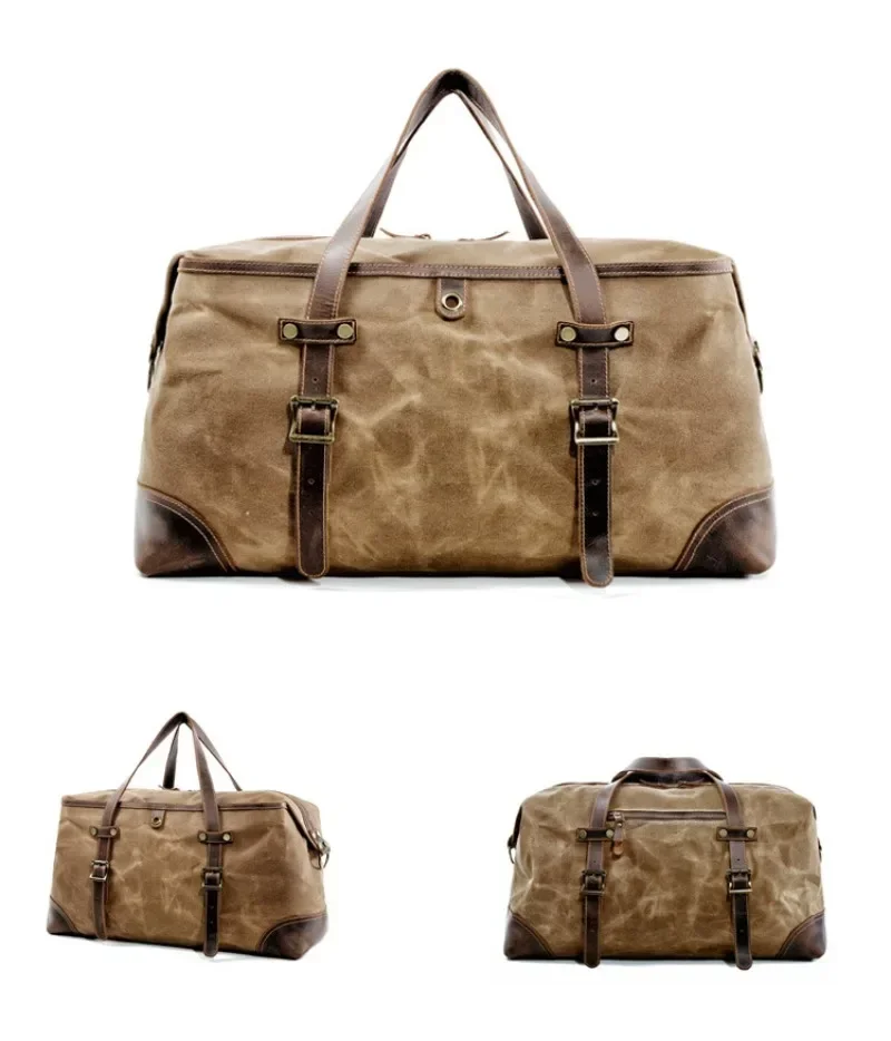 Retro Motorcycle Back Seat Bag, Wax Printed Canvas, Universal Travel Bag,weekend Duffel Backpack, Motor Luggage Bag 36-55L