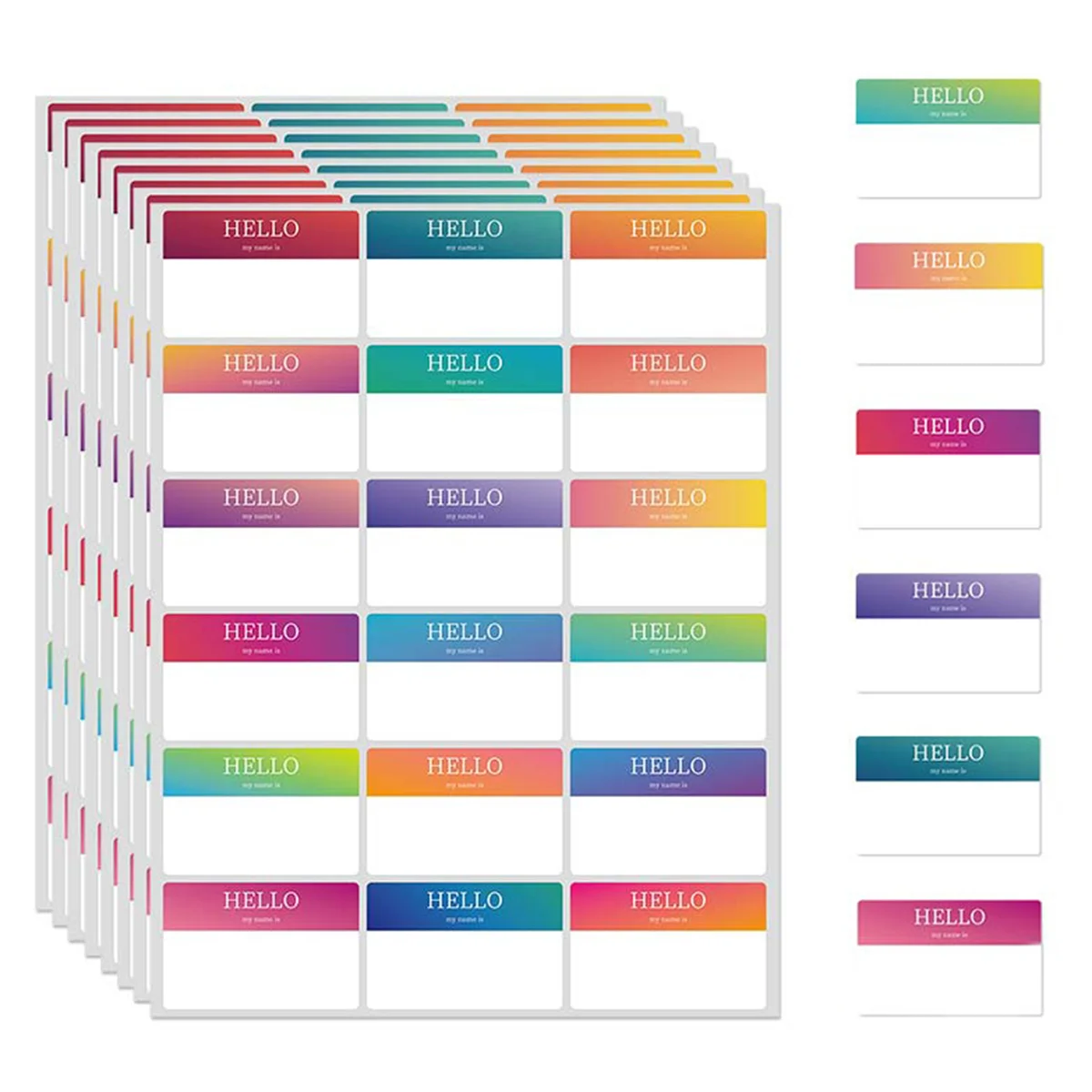 

36/90/180pcs Hello My Name is Stickers Rainbow 18 Designs Name Tag Identification Newborn Baby Name Labels for School Office