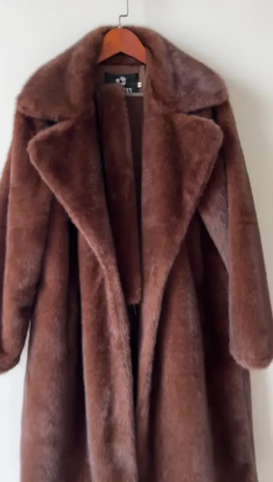 2025 Winter Luxe Faux Nertsen Bontjas Vrouwen Luxe Merk Lange Bovenkleding Jas Kristal Haken Street Style Warme Overjas