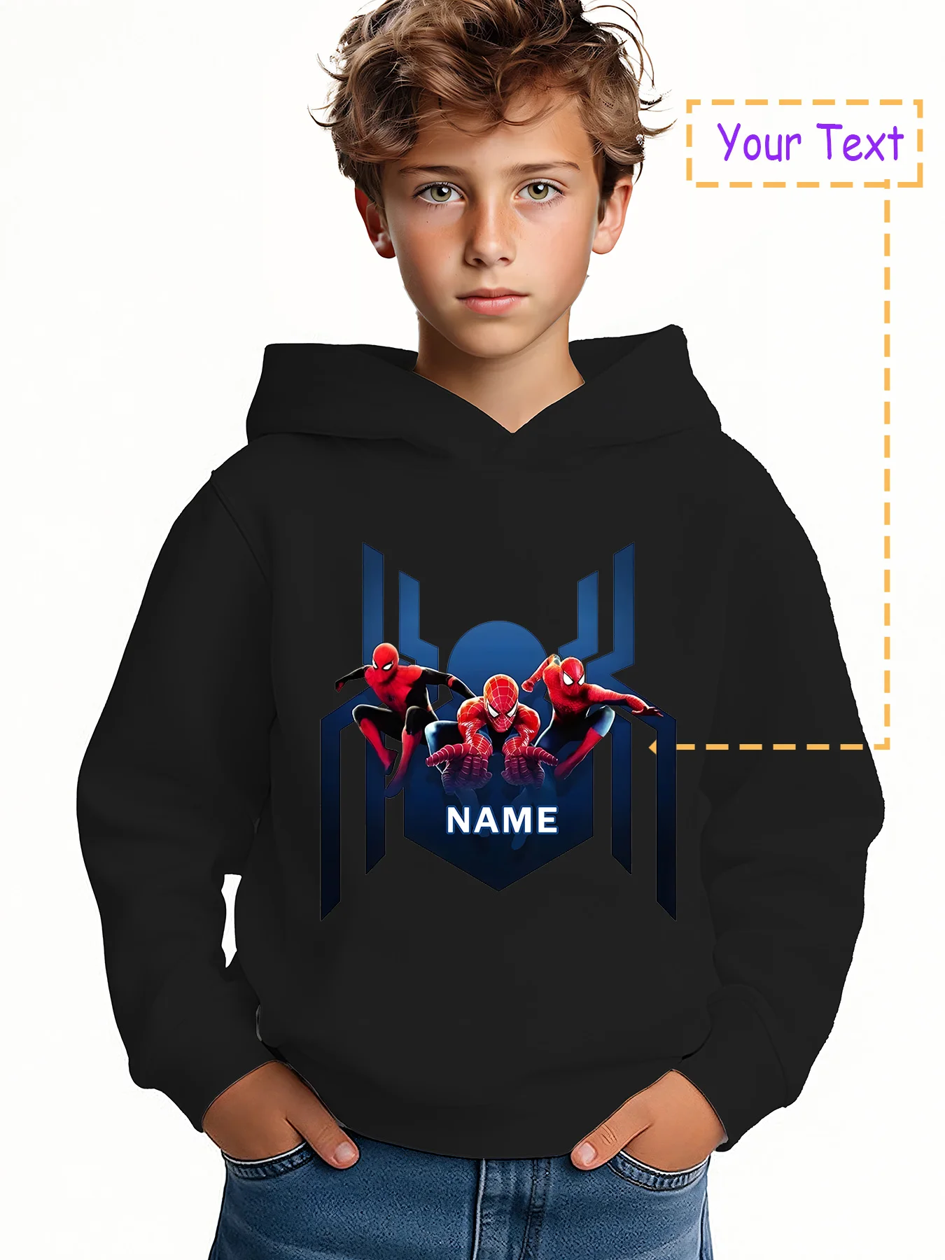 

MINISO Spider-Man Alliance Hoodie for Kids - Three generations of Spider-Man are assembled. A must-have for animation fans